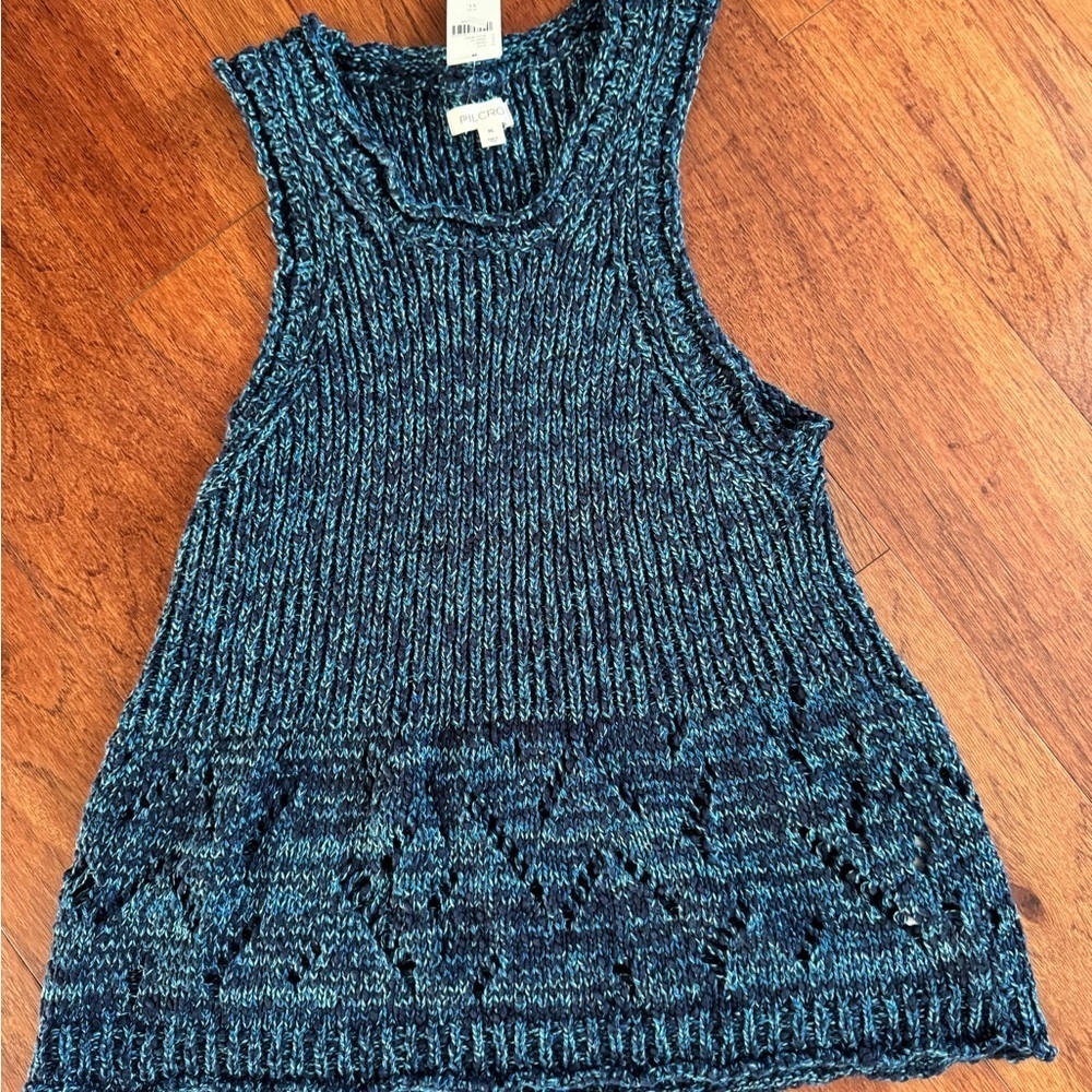 Pilcro Blue Knit Sleeveless Top